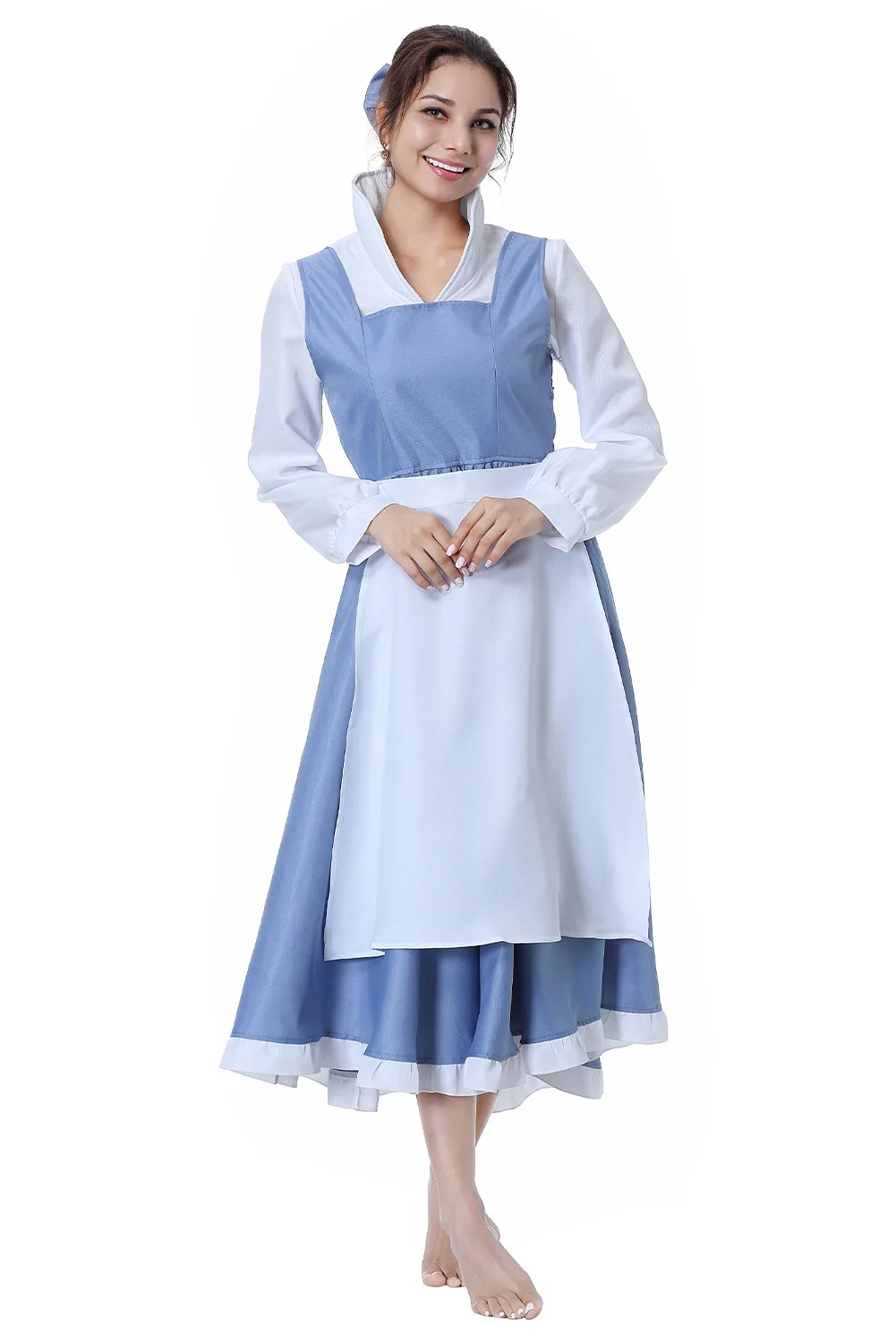 Adult Women Beauty Princess Belle Dress Halloween Cosplay Costume Maid ...