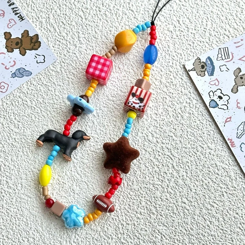 Y2K Rope For Phone Chain Lanyard Charm Strap Wrist Cute Beaded Hanging Cord Bracelet Keychain For Girl Woman