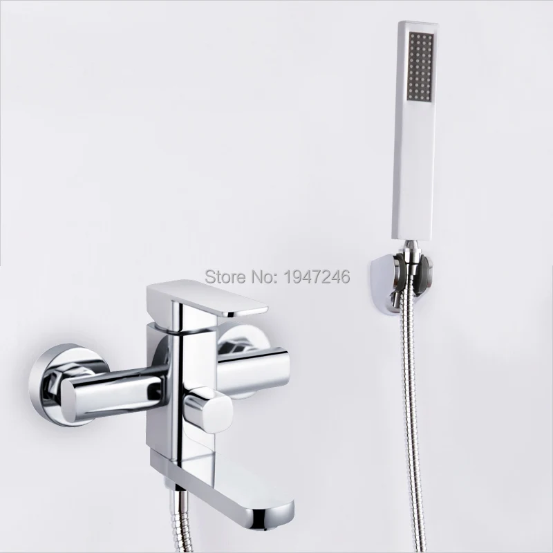

New Brass Chrome Wall Mounted Waterfall Bathroom Bathtub Handheld Shower Tap Mixer Faucet Shower Set Wall Faucet