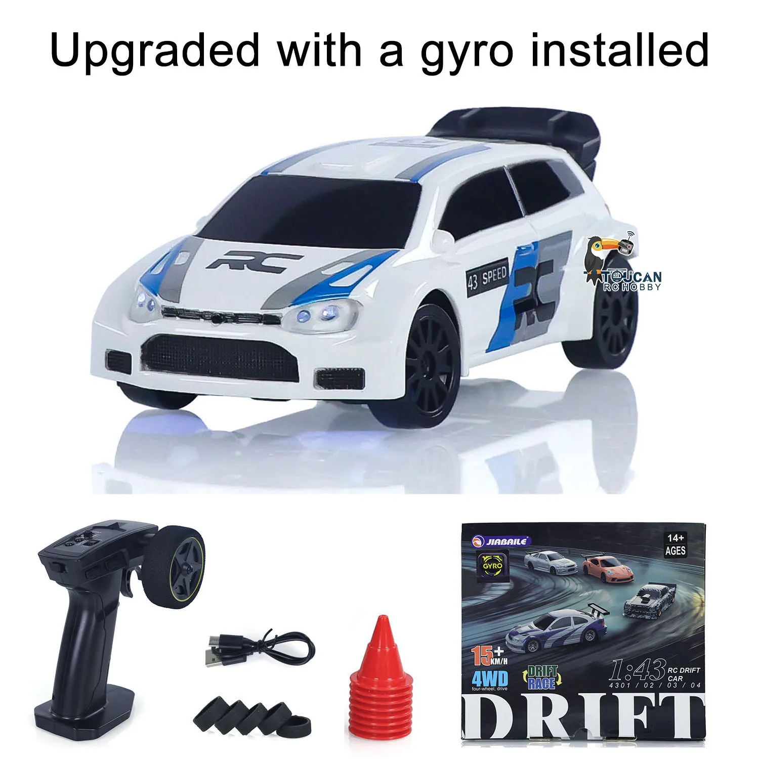 Voiture Télécommandée Drift 1:43 Avec Gyroscope - 4WD, 18 Km/h, Lumières LED, Pour Adultes Et Enfants
