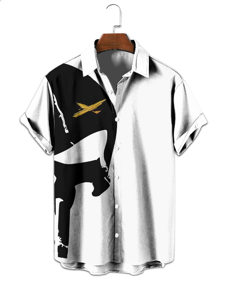 

Summer daily casual office basic 3D digital printing men's shirt comfortable loose men's lapel short sleeve new men's shirt