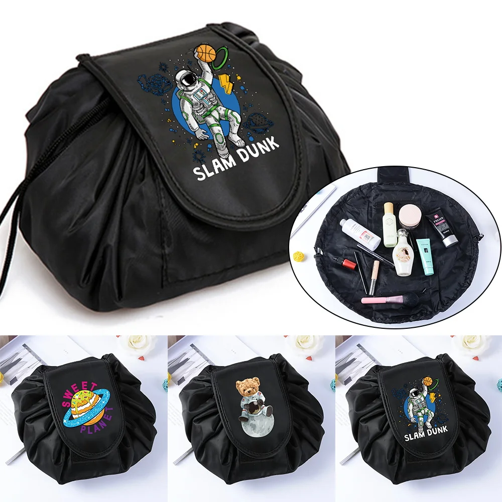 Cosmetic Bag Cosmetic Bag Portable Drawstring To Receive The Magic Device Travel Portable Simple Astronaut Print Cosmetic Bag