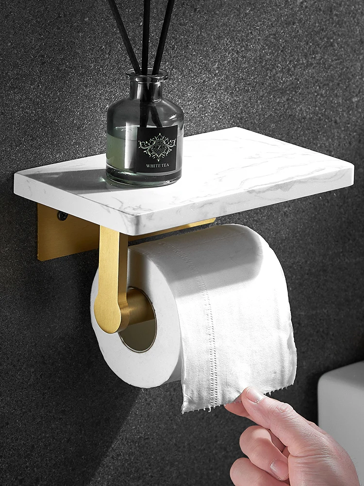 Luxury Marble Paper Towel Rack Toilet Paper Roll Holder Shelves Wall Bathroom Toilet Paper Tissue Holder WC Roll Holder Dispense