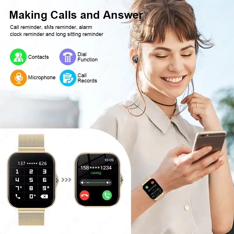 2026 New Fashion Smart Watch 1.83 Inch Full Touchscreen Bluetooth Call Music Player Message Smartwatch For Men Womend 3