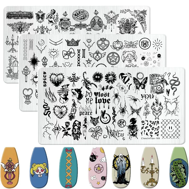 

Cartoon Animal Nail Art Templates Stamping Plate Palace style Design Flower Glass Temperature Lace Stamp Templates Plates Image