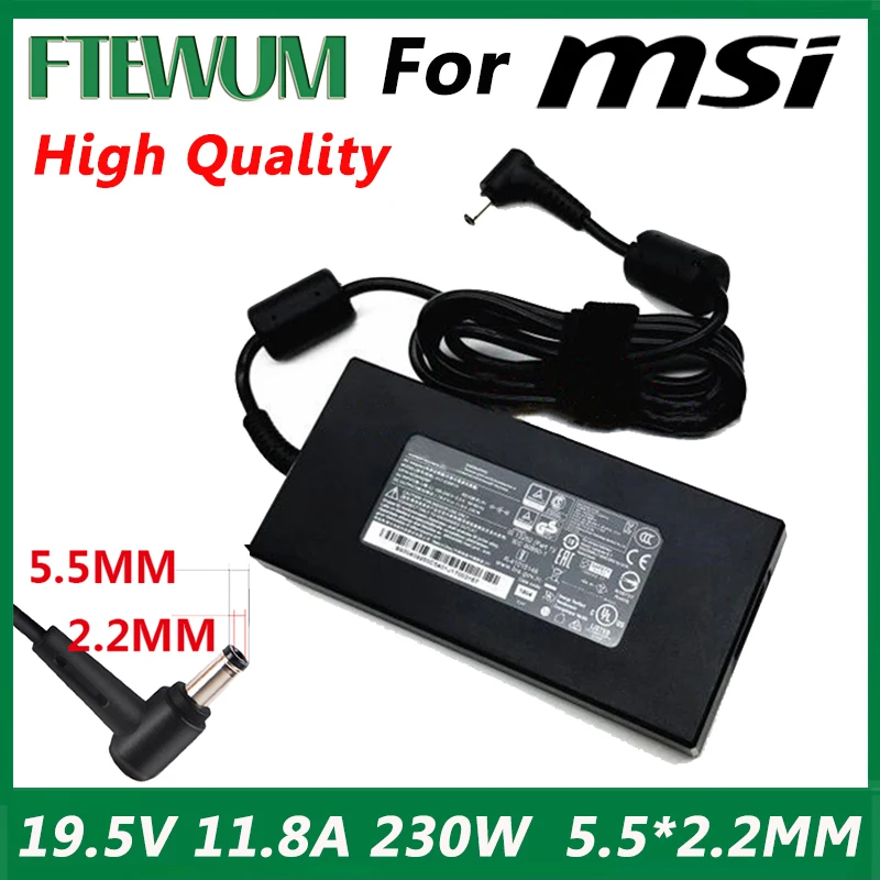 

19.5V 11.8A 230W 5.5*2.5MM For MSI Laptop Adapter Charger A12-230P1A A17-230P1A A230A012L GS65 GS75 STEALTH-248 P65 Power