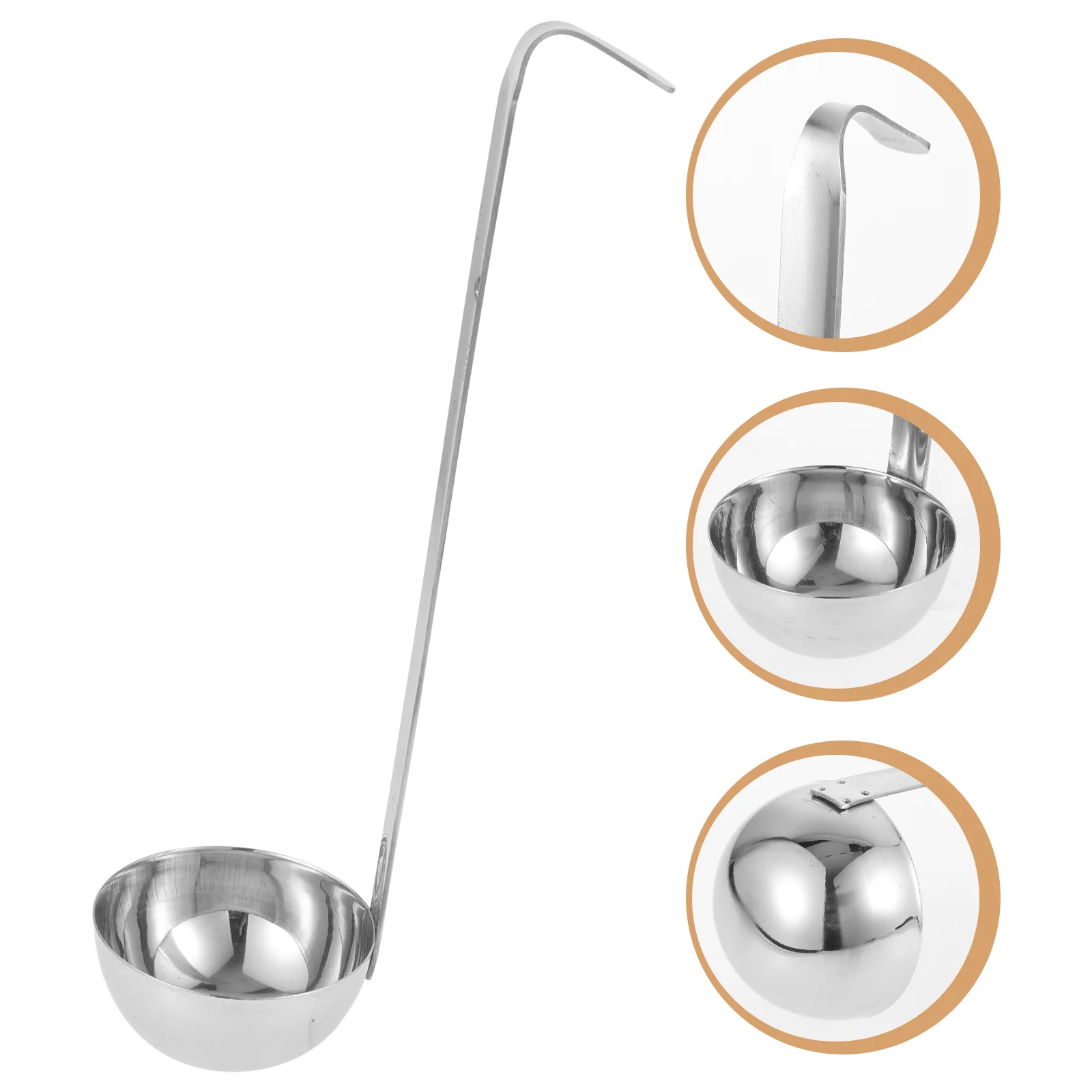 Stainless Steel Soup Ladle Reusable Metal Spoon With Hook Handle Food Serving Kitchen Tools Water Scoops Sauces Spoons Dining