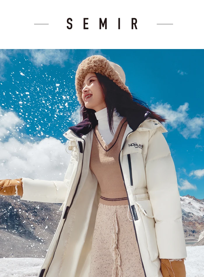 Chaqueta de plumas para mujer, larga, con capucha, moderna, para exteriores, invierno, nueva moda, con letras, abrigo grueso de tres capas, con almacenamiento de calor