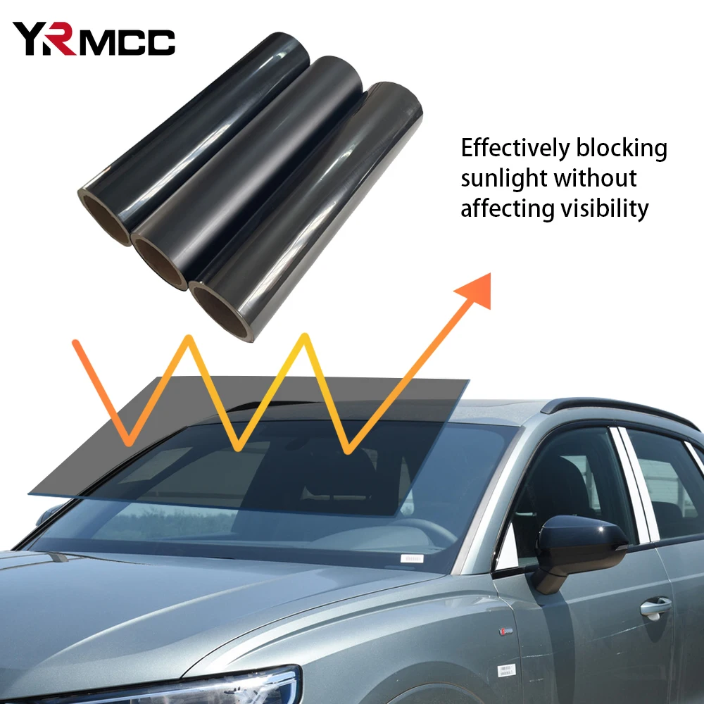 Car Windshield Sunshading Sticker Anti-UV Protection Black Film Front Window Sunshade Tape for Car Accessories Summer Supplies
