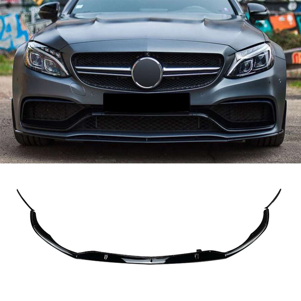 

Gloss Black Car Front Bumper Spoiler Lip Splitter Trim Fit For Mercedes-Benz C-Class W205 C205 S205 C63 AMG 2015-2022