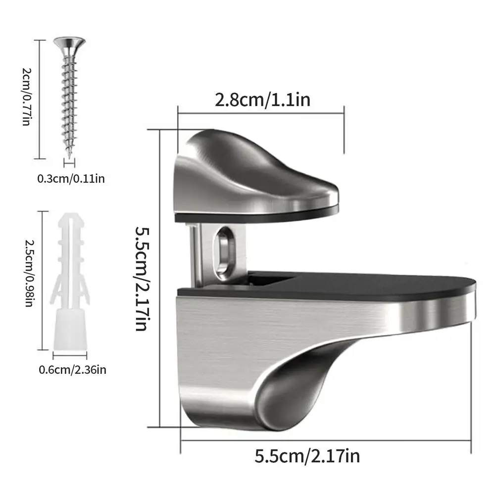 Shelf Brackets Adjustable Shower Glass Shelf Brackets Holder Parts Holder Support Clip Hardware for Wood Acrylic Cabinet Bar