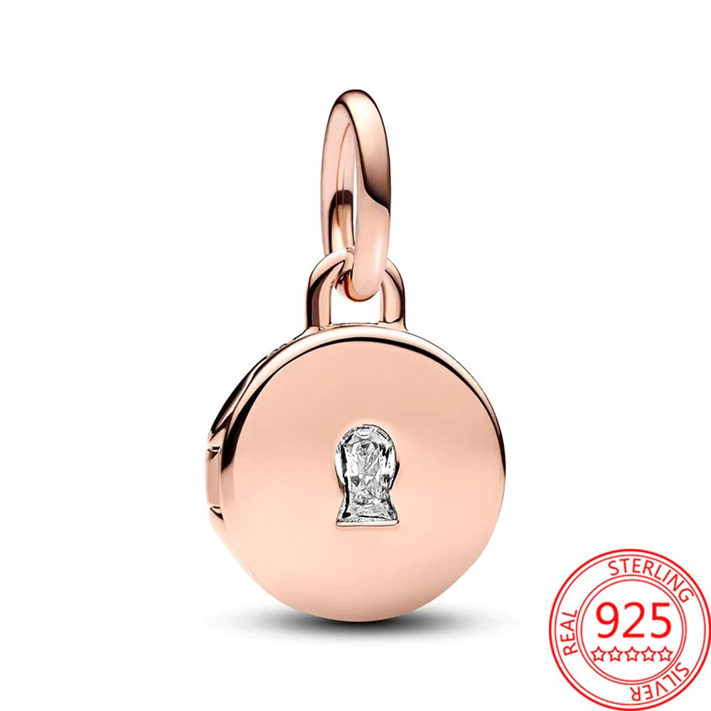 

Beautiful 925 Sterling Silver Rose Gold Round Lock Core Zircon Charm Fit Pandora Bracelet Women's Rock Party Jewelry Accessories