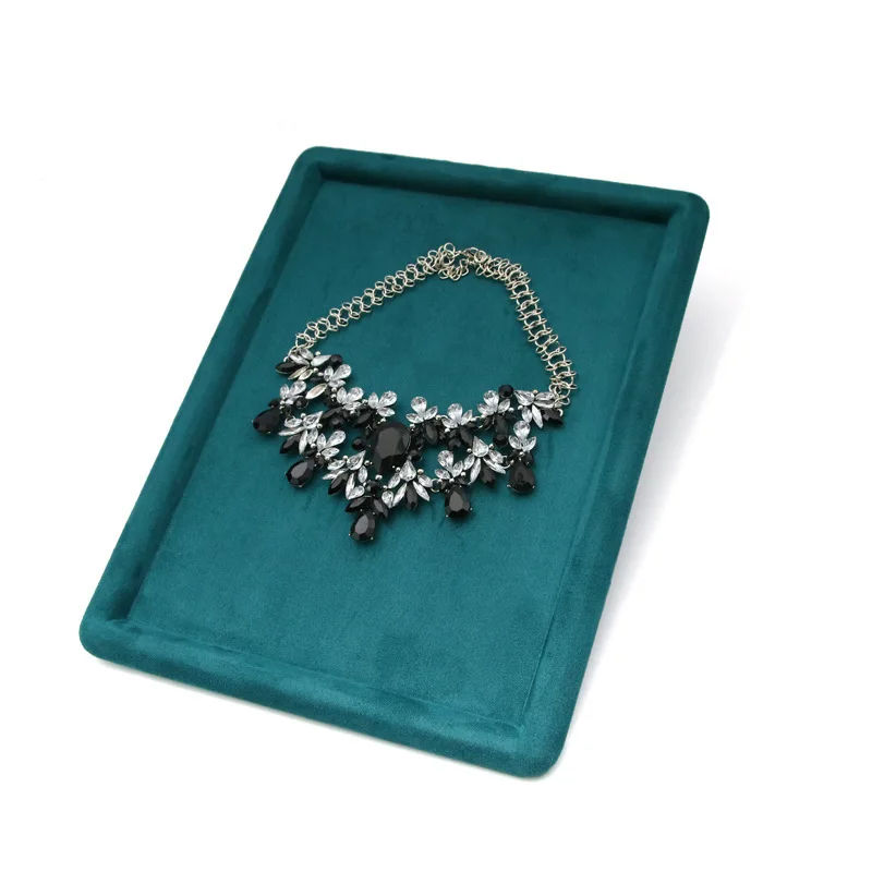 Jewelry Storage Tray Velvet Earrings Ring Necklace Pendant Bracelet Organizer Holder Box Jewelry Display Storage Trays