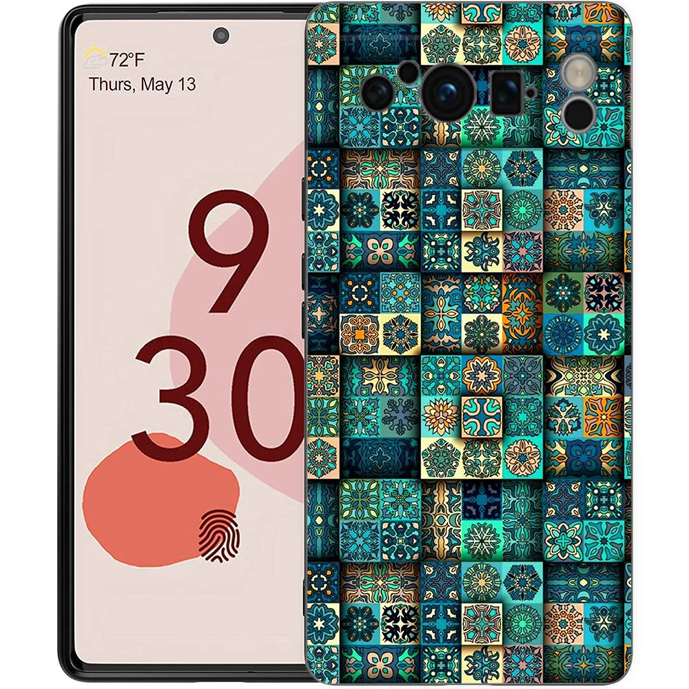 Luxury TPU Phone Case with Mandala Flower Totem Design - Black Soft Back Cover