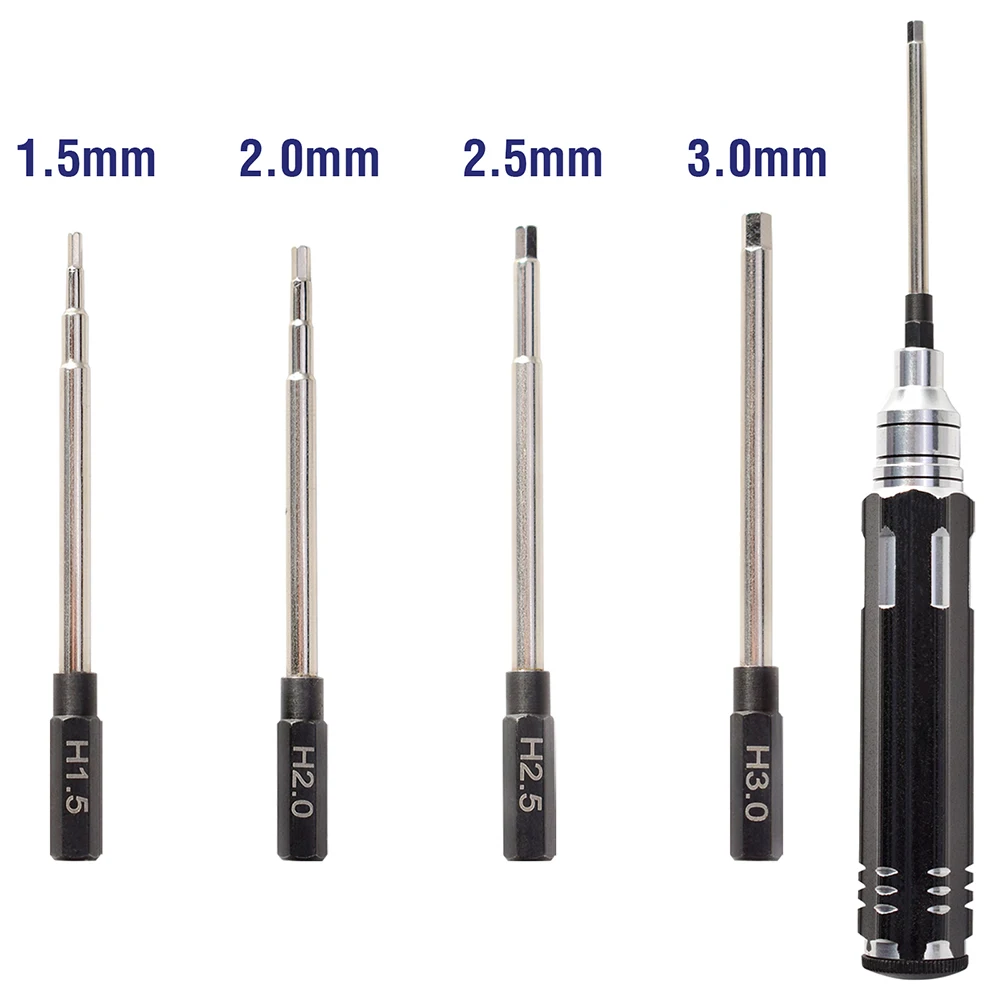 

4 in 1 1.5mm 2.0mm 2.5mm 3.0mm Hex Screwdriver Metal Tool Kit Set for RC Model
