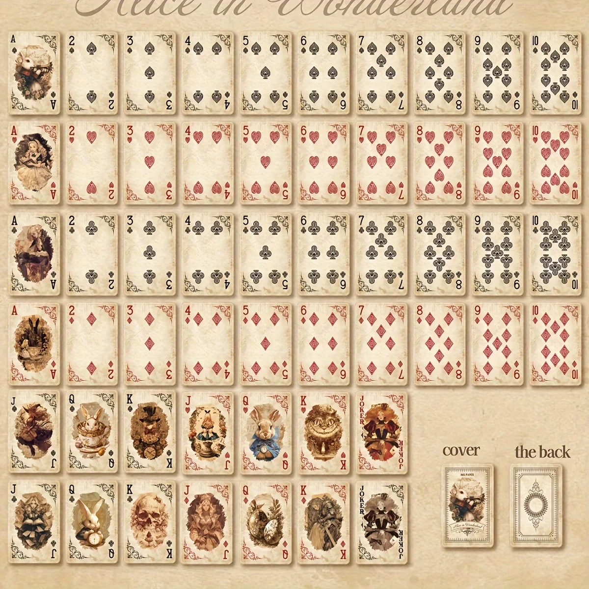 Alice Series Retro Poker Cards Thick Anti-Slip Frosted Finish for Family Gatherings Games Collectible Magic Card Present Pokers