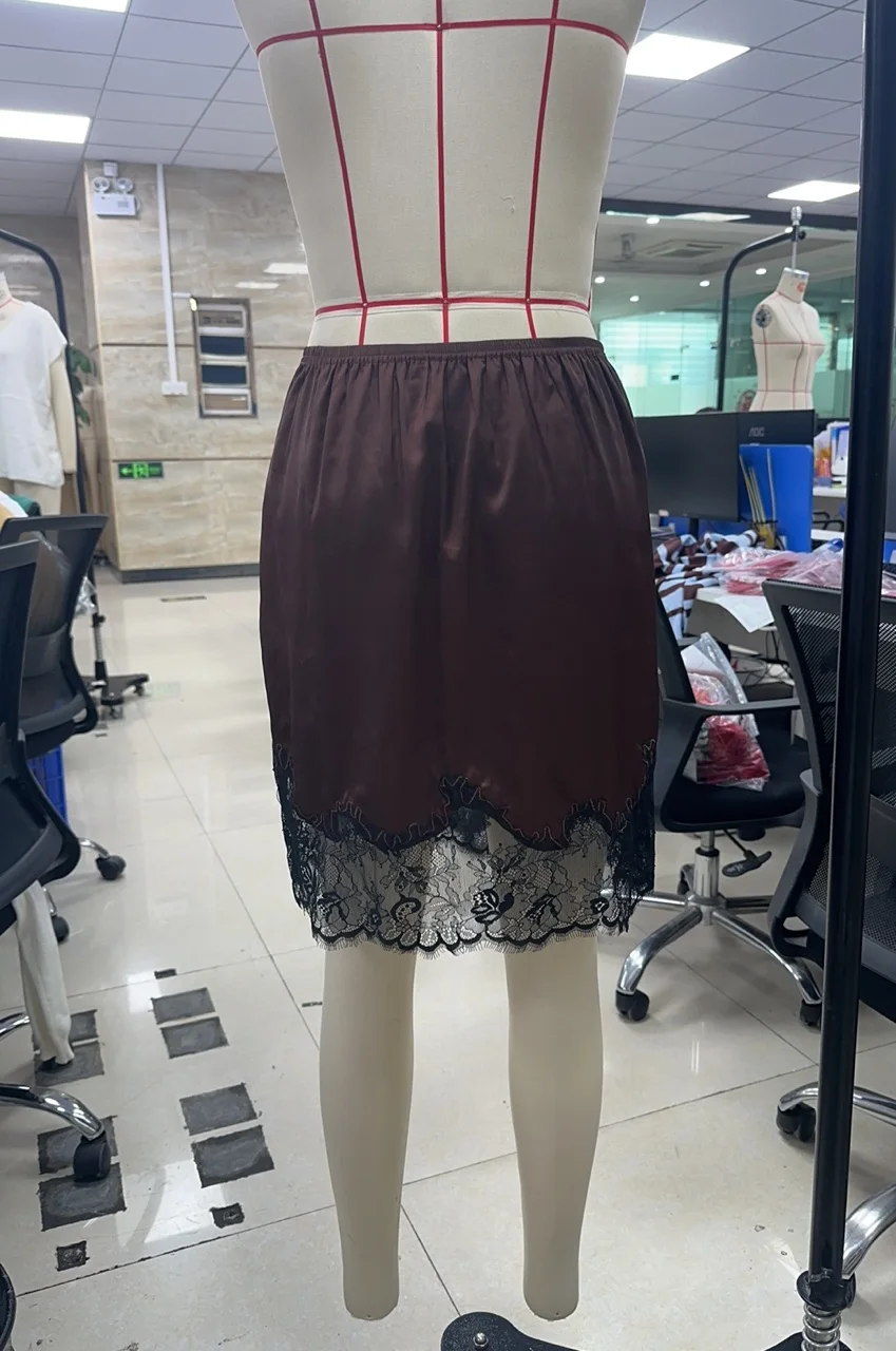Lace Trimmed Mini Skirt for Women Low Rise Satin Skirt Casual Summer Streetwear Skirts - Image 5