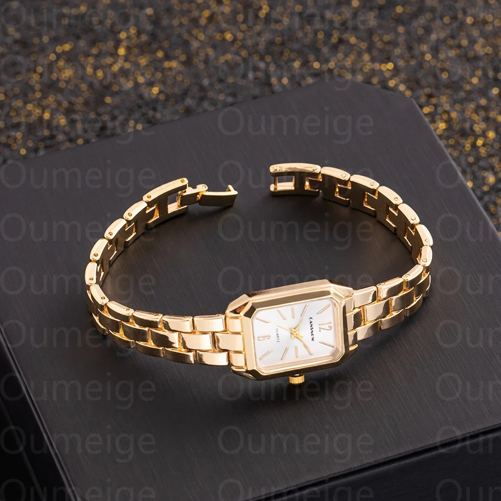 Luxury Top Brand Gold Watches Women Elegant Small Square Dial Ladies Quartz Watch Simple Fashion Female Clock zegarek damski 5