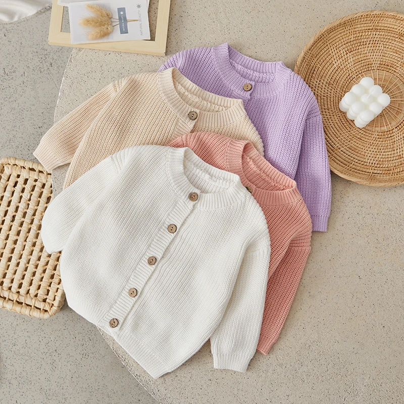 Kids Sweater,Baby Boys Girls Autumn Winter Knitted Sweater,Long Sleeve Solid Color Single-breasted Knitwear Cardigan Jacket