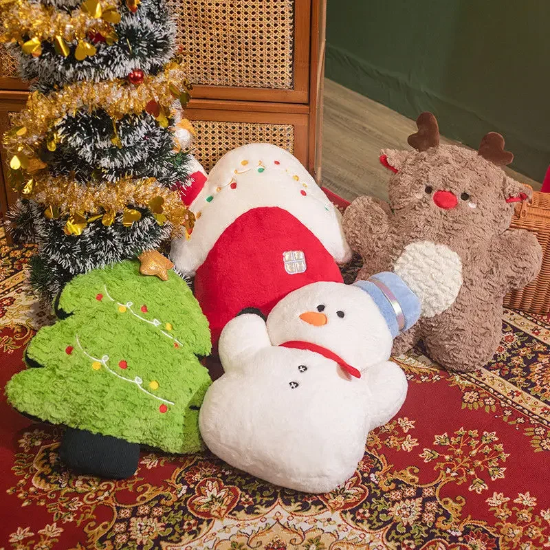 

45CM Cartoon Christmas Throw Pillow Christmas Tree Snowman Super Soft Plush Doll Throw Pillow Kids Soothing Toy Christmas Gift