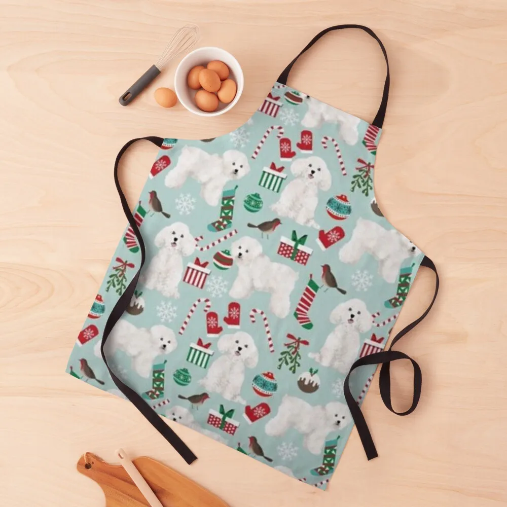 

BICHON CHRISTMAS Apron For Men Kitchen New 2022 Year For Nail Stylist Apron