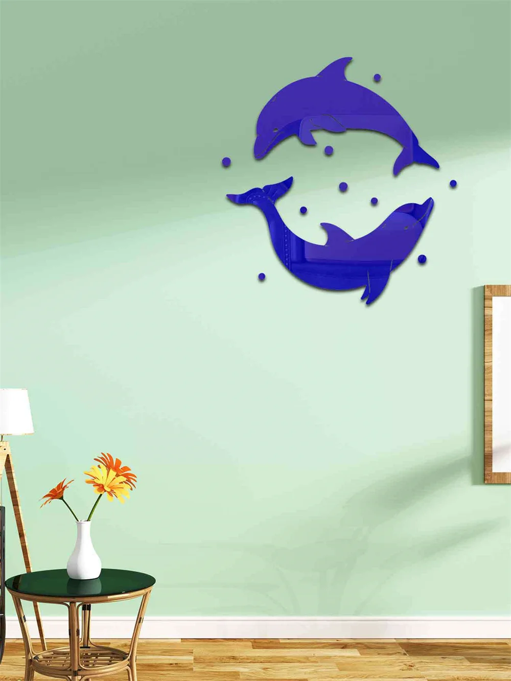 3D Dolphin Mirror Wall Sticker Self-Adhesive Acrylic Mirror Decals DIY Office Living Room Bedroom Decoration Art Wall Stickers