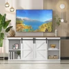 TV Stand for 65 Inch TV, Entertainment Center with Storage Cabinets and Sliding Barn Doors, Mid Century Modern Media TV Table 2