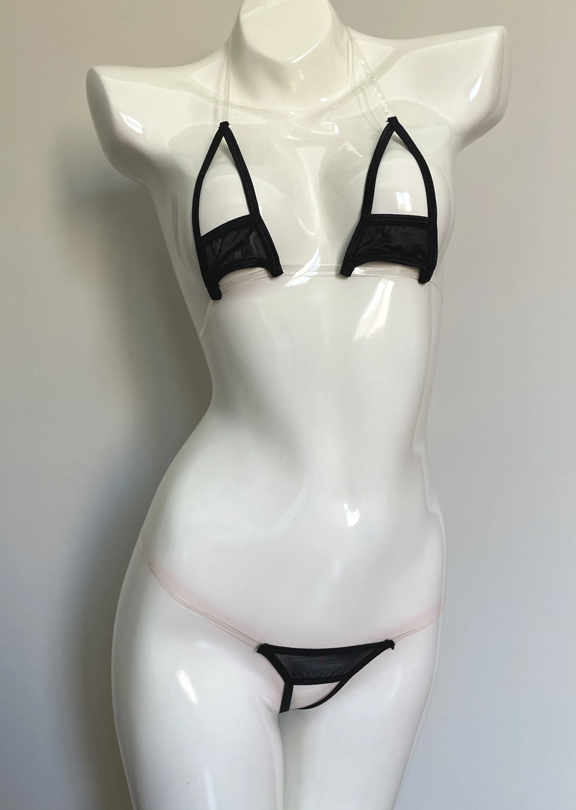 DEKA Women Hollow Out Seamless Mesh Mini Micro Bikinis Set Open Crotch Transparent Swimsuit Beachwear Sunbath Exotic Lingerie