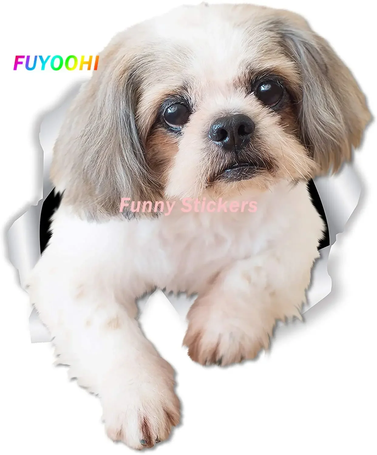 FUYOOHI Exterior/Protection Funny Stickers Lovely Shih Tzu Dog Car Sticker Decoration Cover Scratch Decal Auto Accessories PVC fancy ins lovely cartoon identity badge card cover student bus pass nfc id card case university access card holders for girls