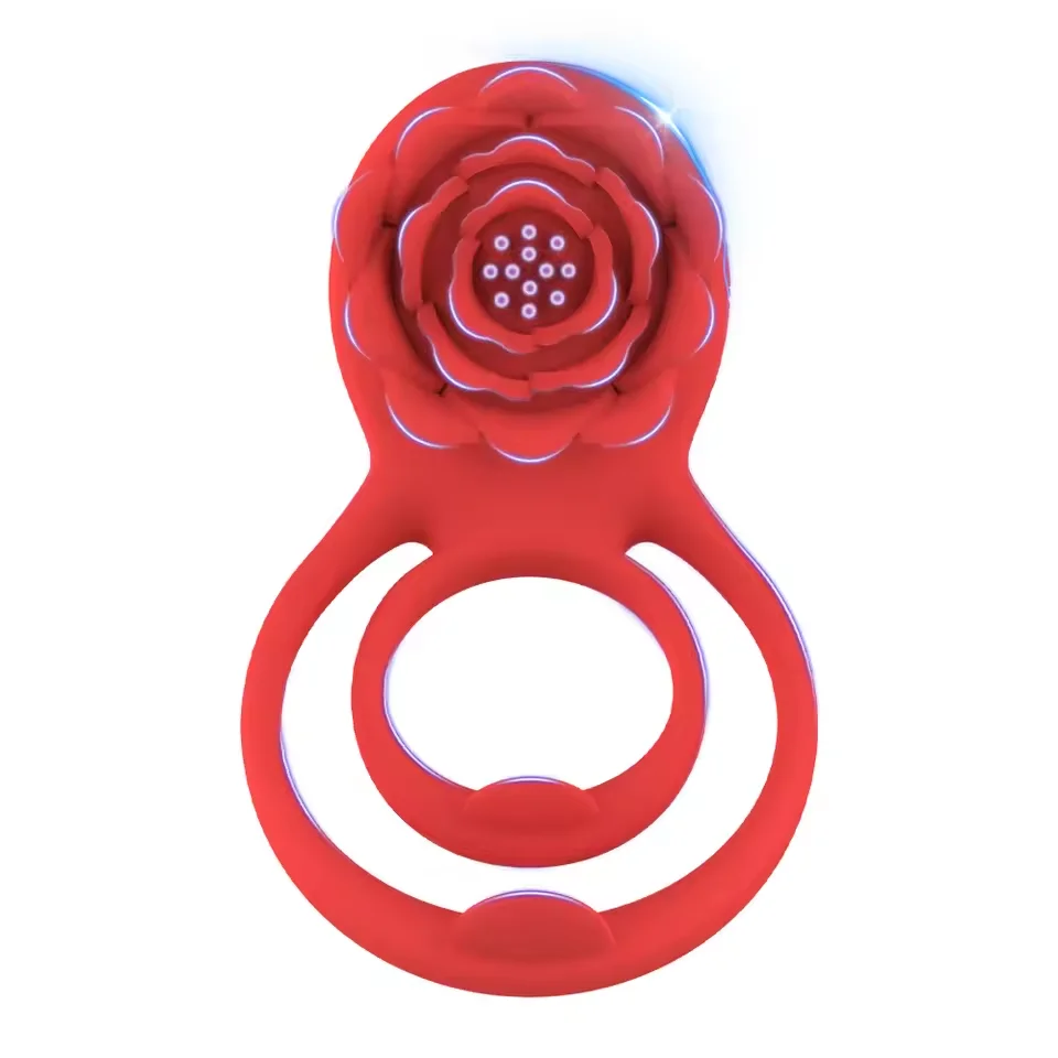 Rose Penis Ring Vibrator Female G-spot Clitoral Stimulation Male Ejaculation Delay Silicone CockRing Adult Sex Toy for Couples