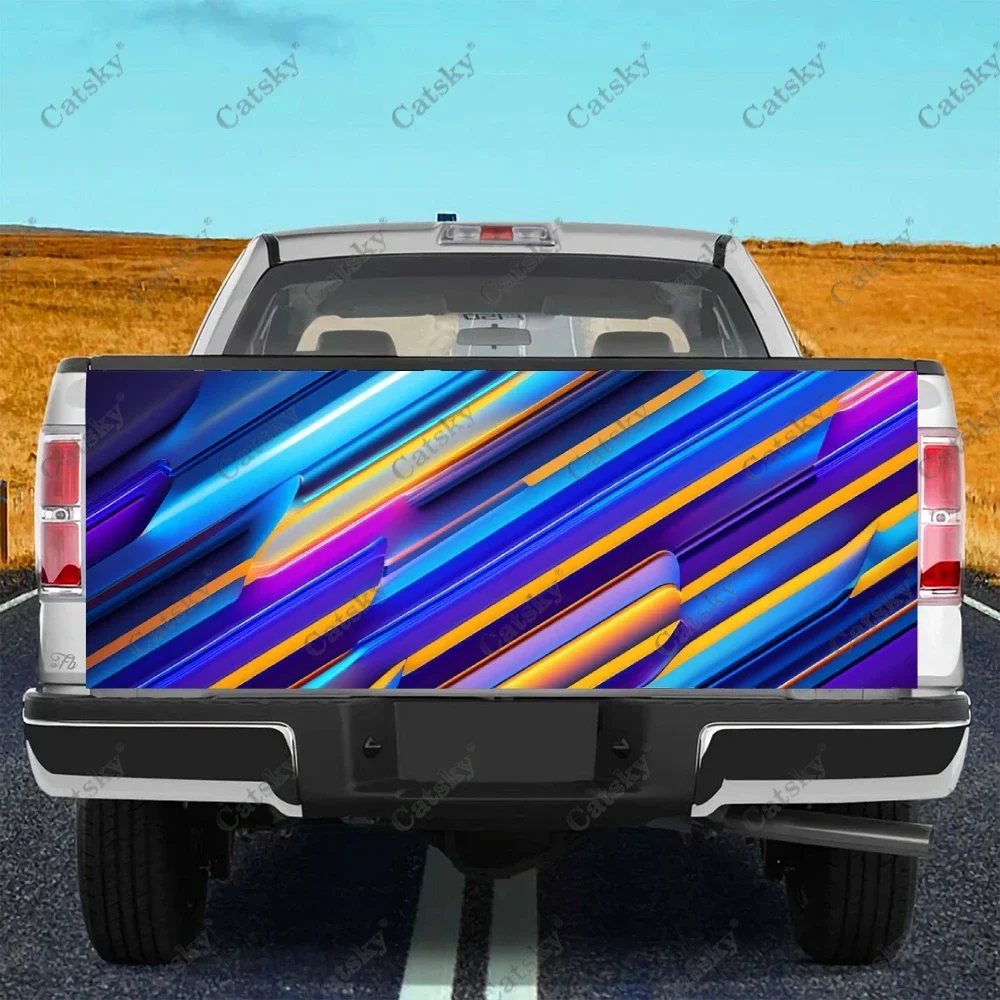 

Abstract Lines Colorful Neon Truck Tailgate Wrap Professional Grade Material Universal Fit for Full Size Trucks Weatherproof