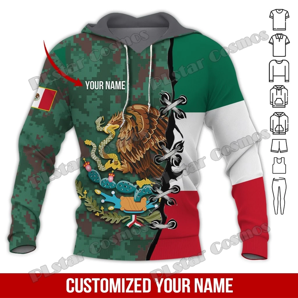 Personalized Name Mexico Coat Of Arms 3D All Over Printed Fashion Men's Hoodie Autumn Unisex Casual Hooded Pullover TDD179