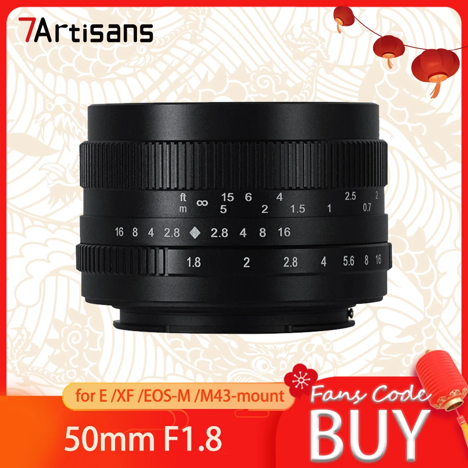 7 Artigiani Aps-C Mf 50Mm Obiettivo F1.8 Per Fotografia Umanistica Ad Ampia Apertura Con Supporto Sony E A6000 Fujifilm Xf Canon Eos-M M43