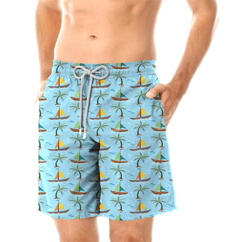 

New Beach Shorts For Men Hawaiian Casual Cocoanut Tree 3d Printed Short Pants Women Swimsuit Swim Trunk Board Sport Gym Shorts