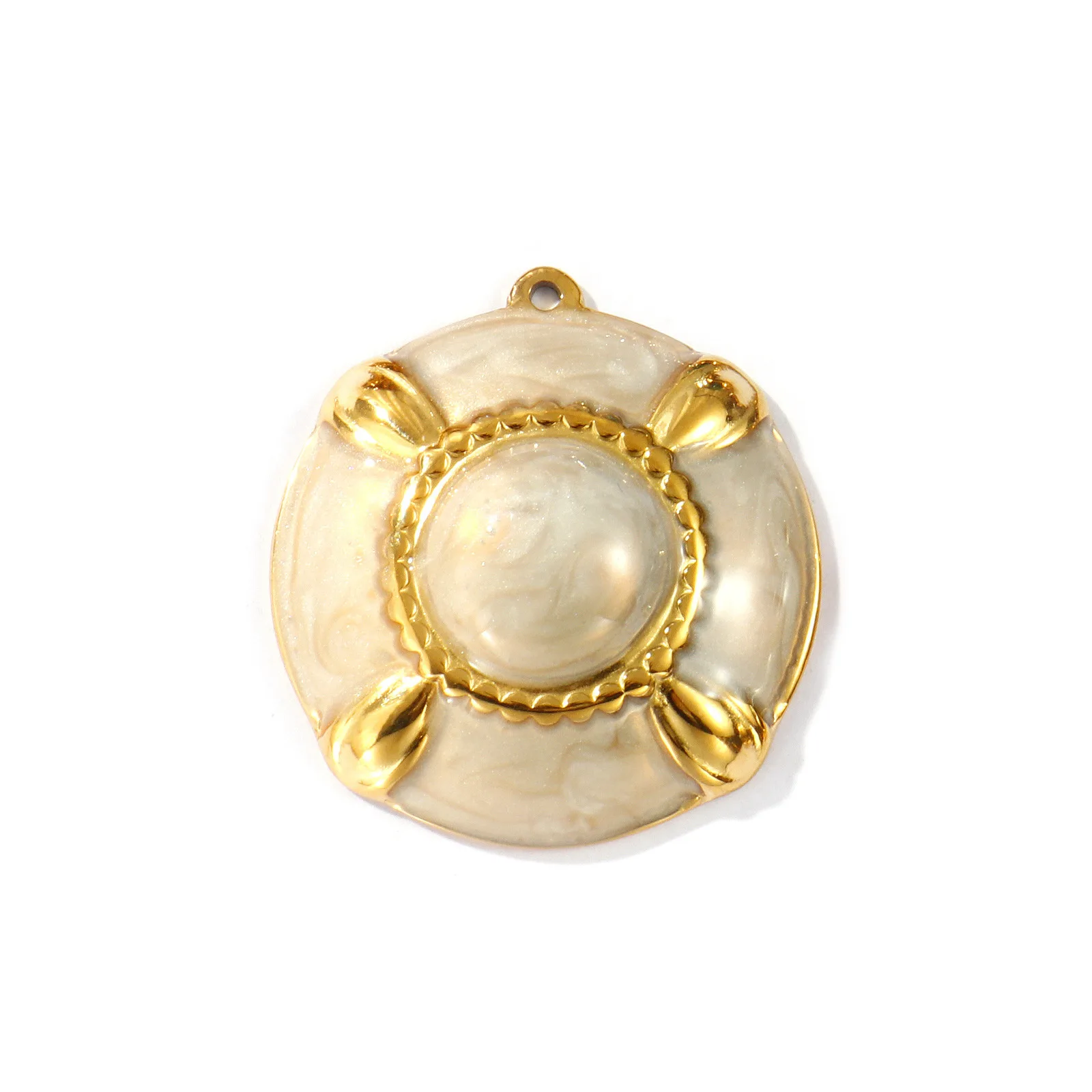 2 Stück wasserdichte 304-Edelstahl-Charms, 18 Karat vergoldet, Emaille-Herz, runde Anhänger für DIY-Halsketten-Schmuckherstellung – Detail 6
