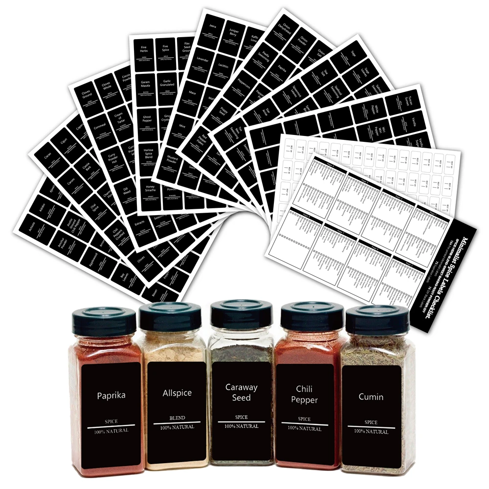 144/216/274/275Pcs Clear Stickers For Kitchen Ingredients Spice Labels Glass Jars Food Bottle Container Words Seasoning Marks