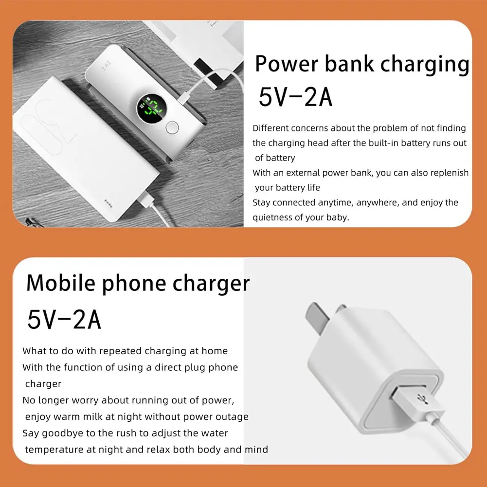 Portable Rechargeable Cordless Bottle Warmer with Digital Temperature Control