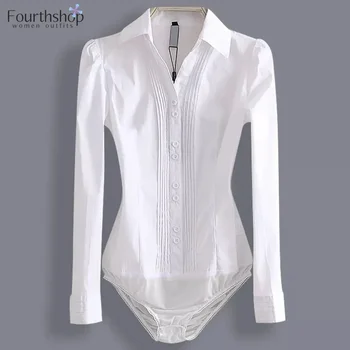 Office Work Outfits Long Sleeve And Short Sleeve Bodysuits White Shirts Black Blouses Fashion Rompers Elegant Overalls For Women 1