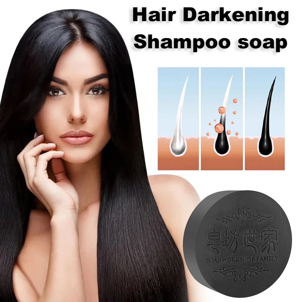 100g Hair Darkening Shampoo Soap Bar Natural Hair Strengthen Growing Color Correcting Anti Hair