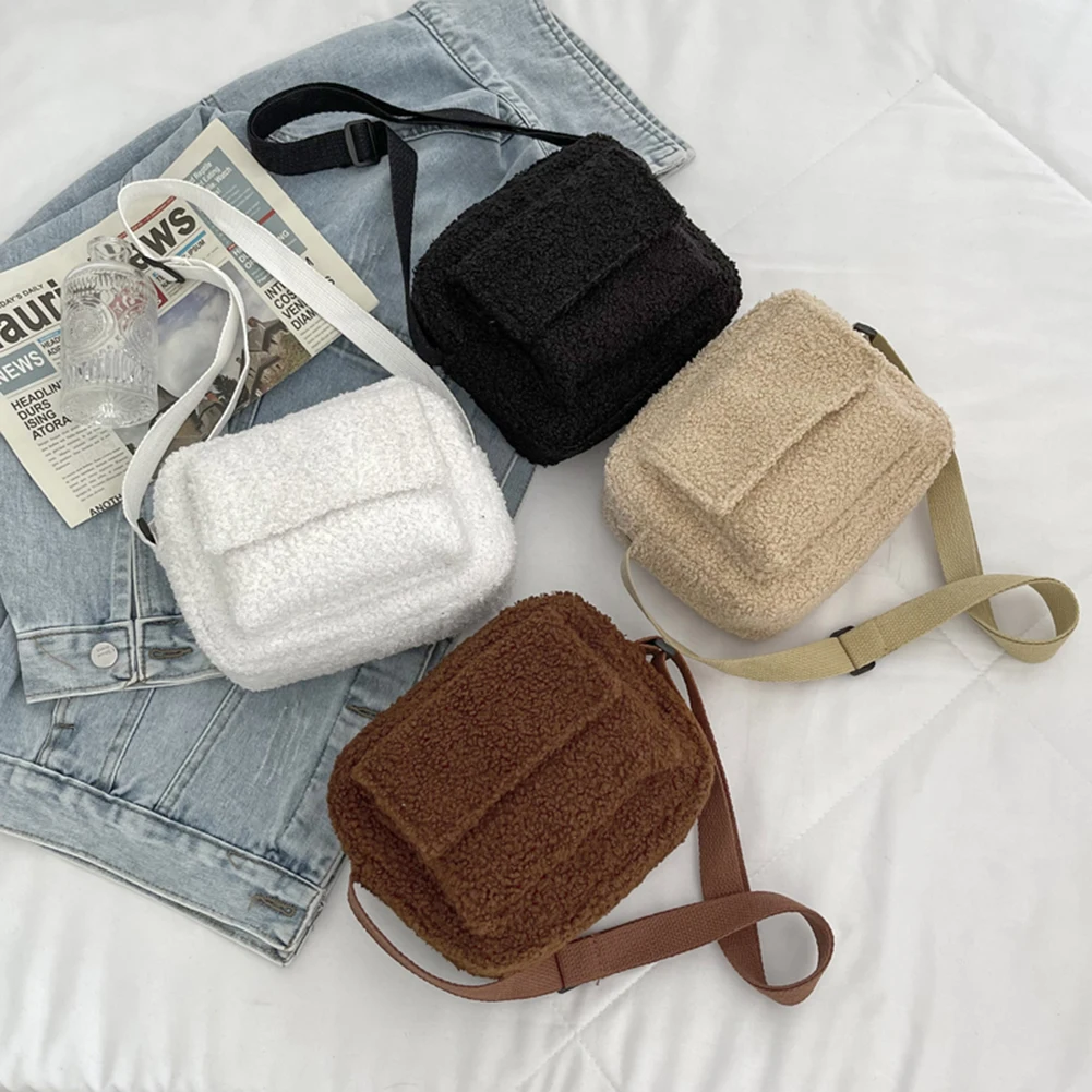 

Cute Shoulder Bags for Women Vintage Lamb Wool Solid Ladies Crossbody Messenger Bag Female Travel Shopping Bag Simple Fashion