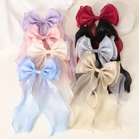 Girls Long Big Bow Float Satin Clips Back Head Hair Clip Internet Red with The Same Temperament Elegant Hair Accessories gifts 6