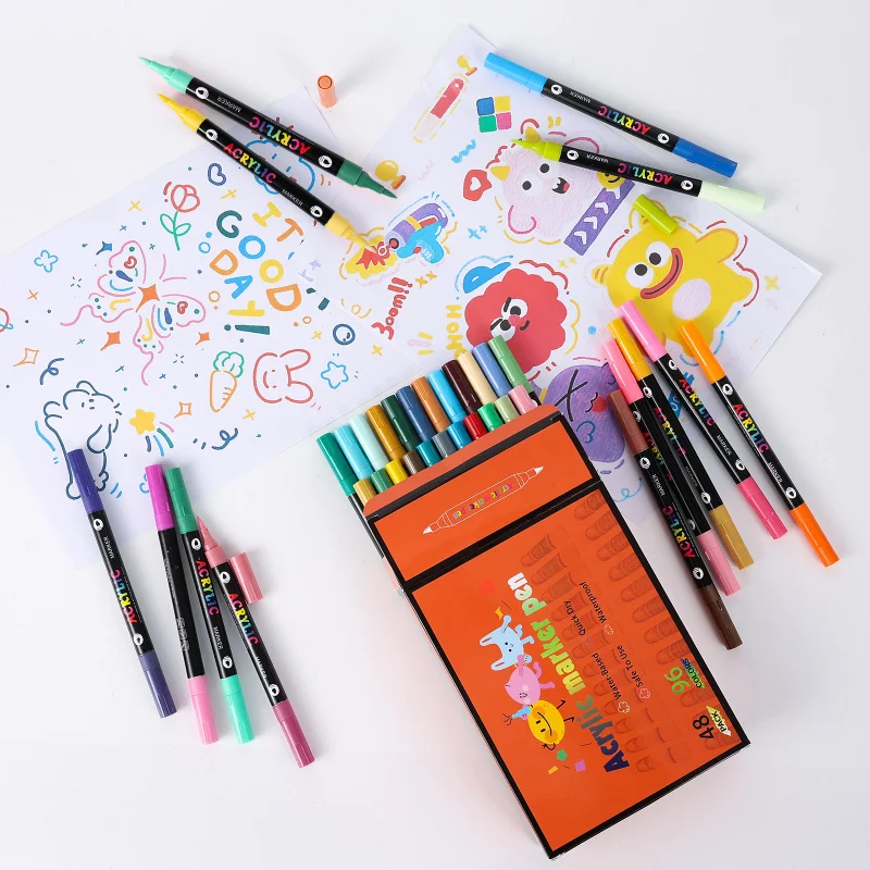 Dual Acrylic Paint Markers Set With Brush And Fine Tip For Art_voghion.com