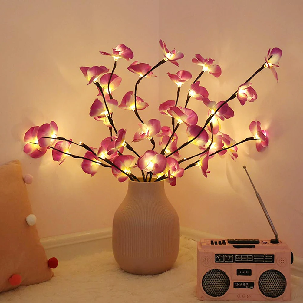 20 LED String Light Simulation Butterfly Orchid Branch Garland Light Vase Filler Flower Fairy Light Christmas Home Decoration