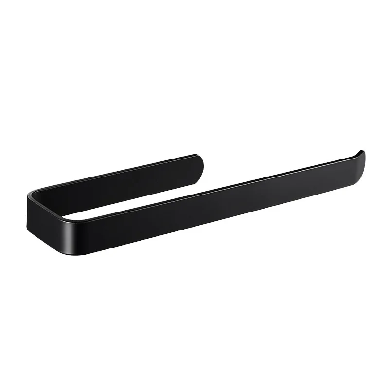 Aluminum Towel Rack Black Towel Ring Bathroom Paper Holder Hanging Rod Toilet Free Punch Wall Hanging Rack Home Organizer