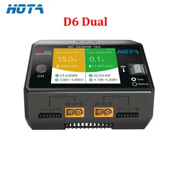 HOTA D6 Dual Smart Charger DC650W 15A Built-in Micro USB for 1-6S Lipo LiHV/NiZn/Nicd/NiMH Battery 1
