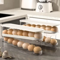 Support à œufs pour réfrigérateur, distributeur automatique d'œufs à roulement continu, distributeur d'œufs en plastique transparent, organisateur d'œufs empilable avec plateau intérieur à libération rapide pour l'organisation et le rangement 5