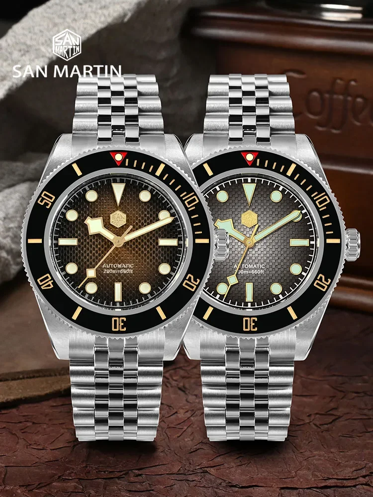 

San Martin 3D Waffle Dial New 40mm Dive Watch NH35 Men's Watches Automatic Mechanical Sapphire Waterproof 200m Luminous SN0128