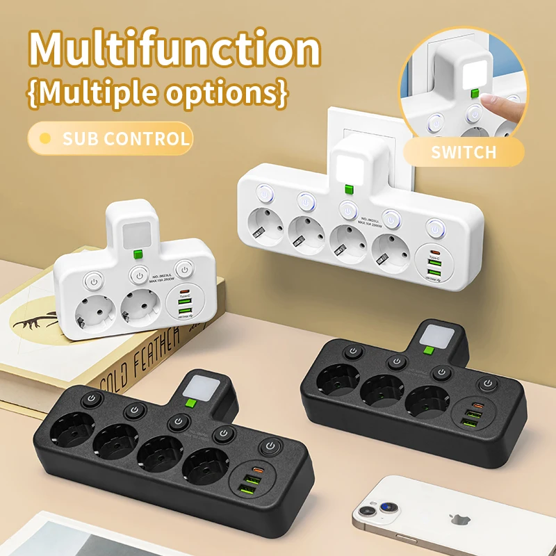 European Plug Wireless Desktop Power Board with Network Filter and Optional USB-C Port