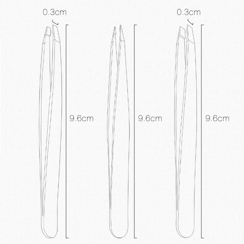 Stainless Steel Eyebrow Tweezers Point Tip/Slant Tip/Flat Tip Hair Removal Makeup Tool Kits With Bag 6