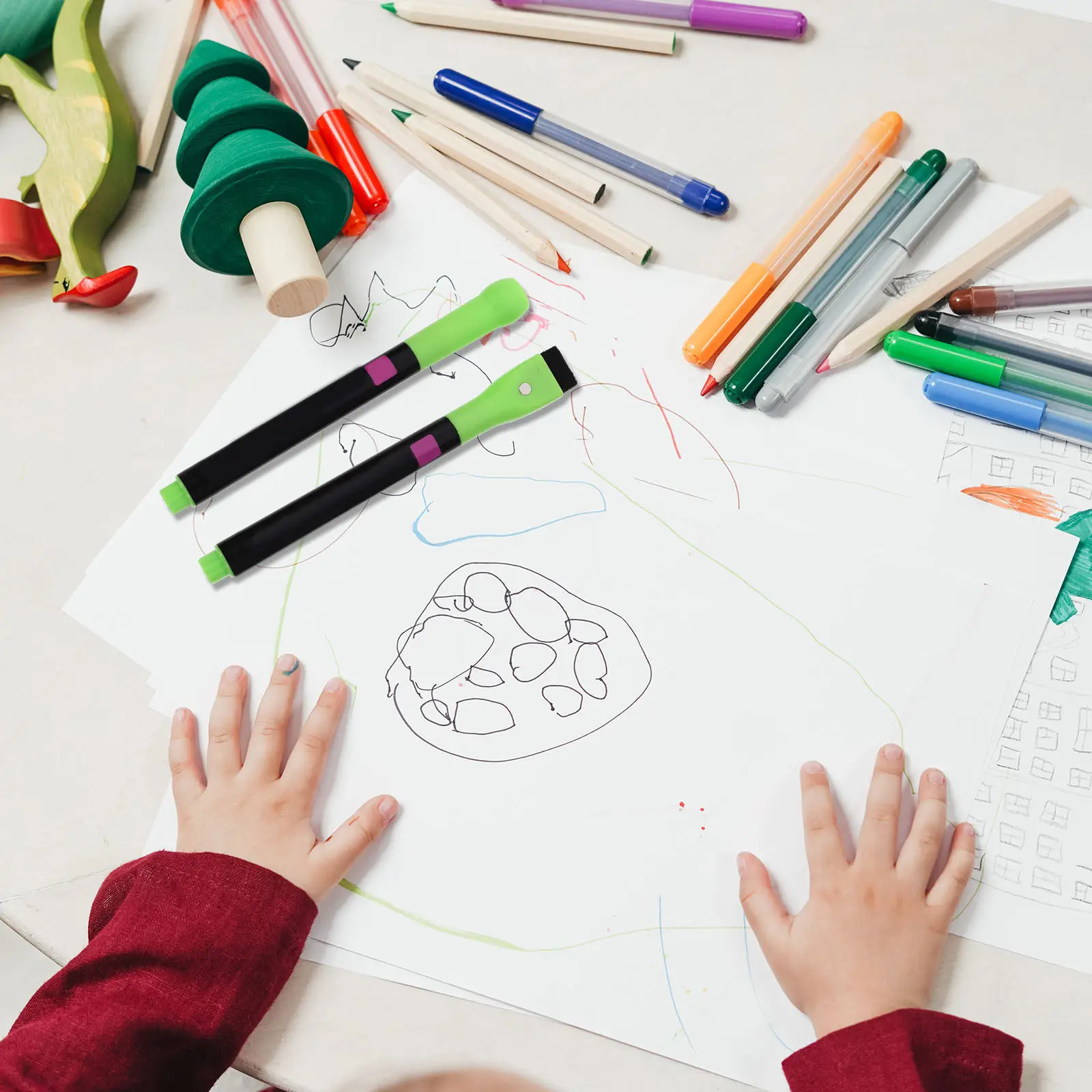 16Pcs LED 보드 마커 칠판 쓰기를위한 휴대용 액체 분필 마커 학교 사무실 크리 에이 티브 아트 지울 수있는 펜